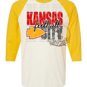 Kansas Football Raglan Shirt - Yellow and White